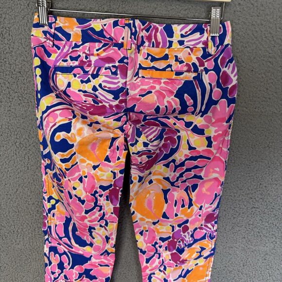 Lilly‎ Pulitzer Pants Womens Size 00 Pink Blue Callahan Chino Catch and Release - Picture 8 of 9